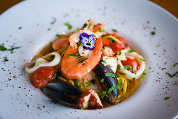 delicious italian spaghetti with fresh sea food & spices