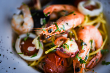 delicious italian spaghetti with fresh sea food & spices