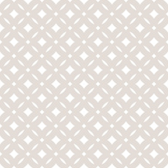Subtle abstract seamless floral pattern. Vector beige and white pastel background. Simple geometric leaf texture. Delicate luxury graphic ornament with diamond shapes, grid. Repeat decorative design