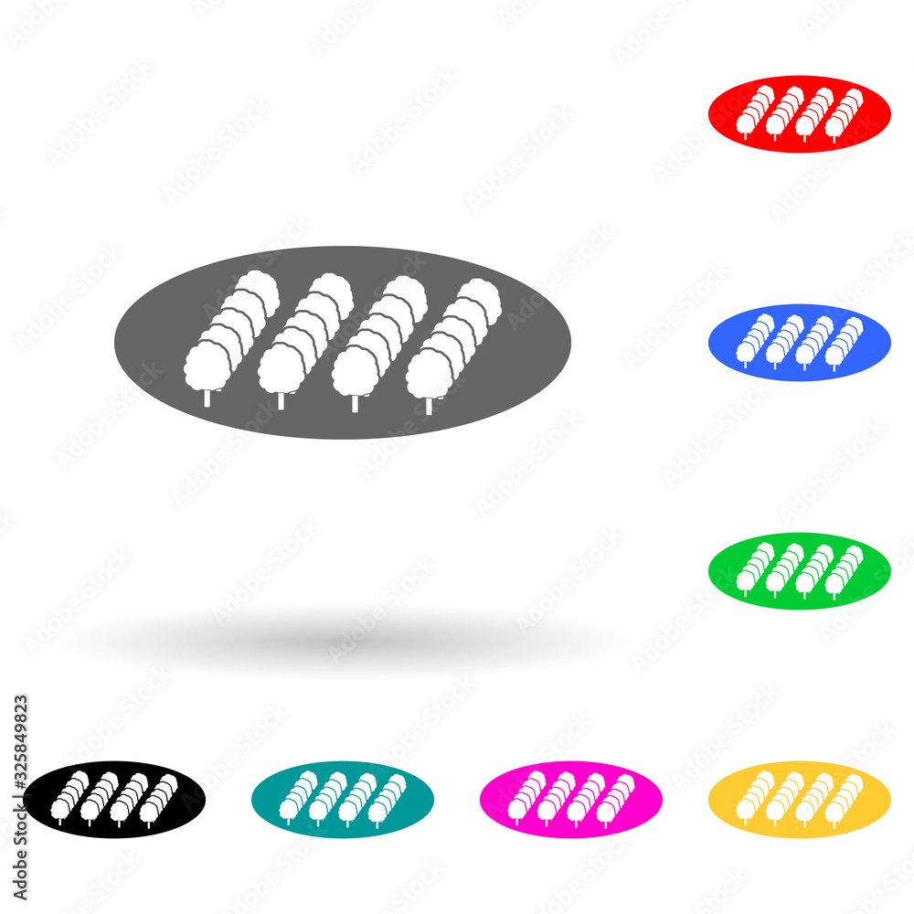Poster row of trees multi color style icon. simple glyph, flat vector of park and landscape icons for ui an