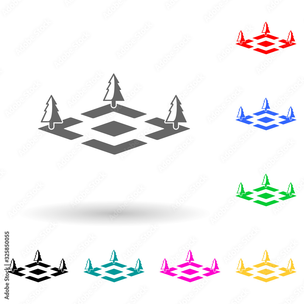 Poster park with trees multi color style icon. simple glyph, flat vector of park and landscape icons for ui
