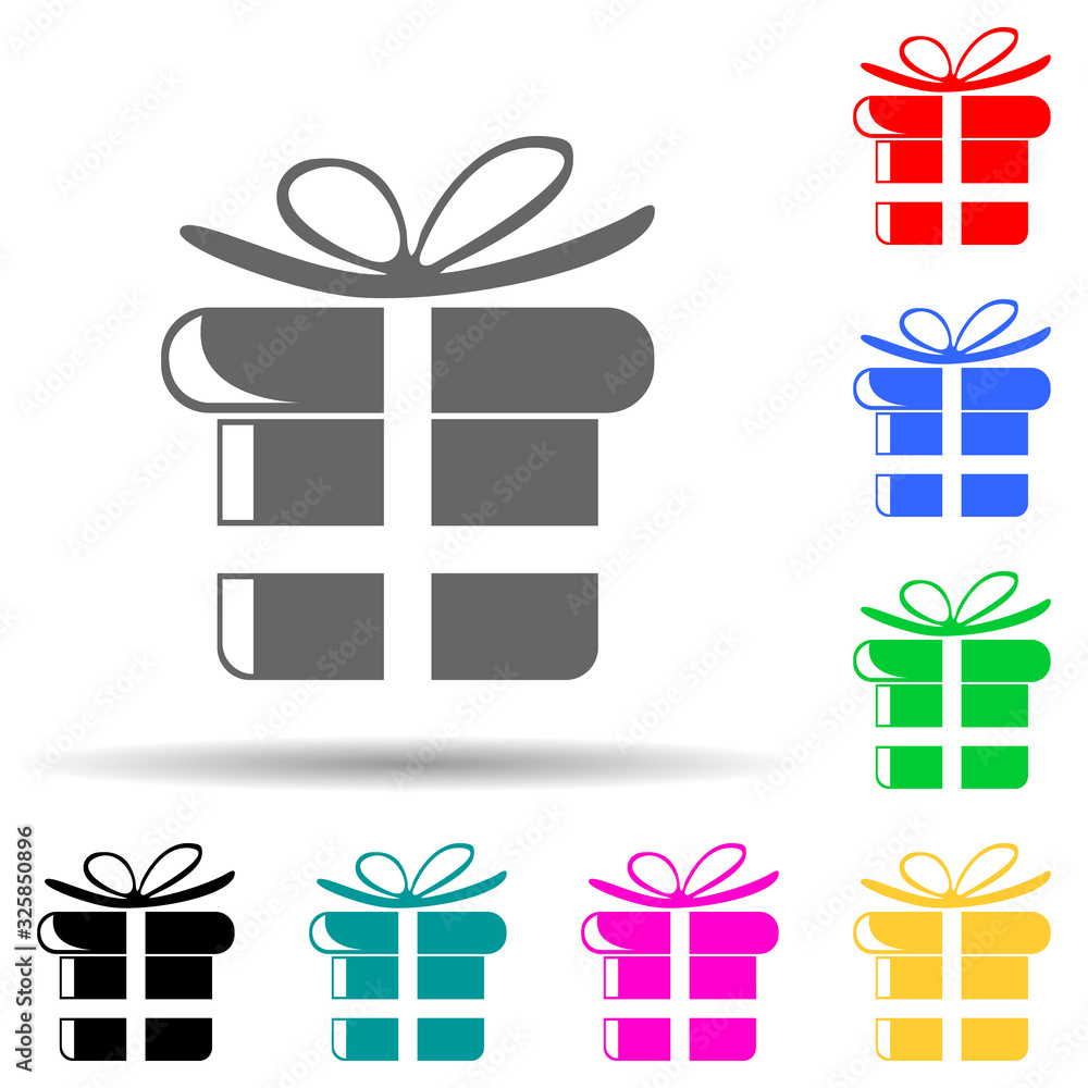 Poster gift box multi color style icon. simple glyph, flat vector of party icons for ui and ux, website or 