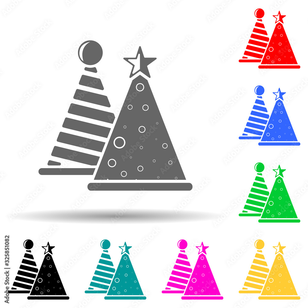 Poster party hats multi color style icon. simple glyph, flat vector of party icons for ui and ux, website o