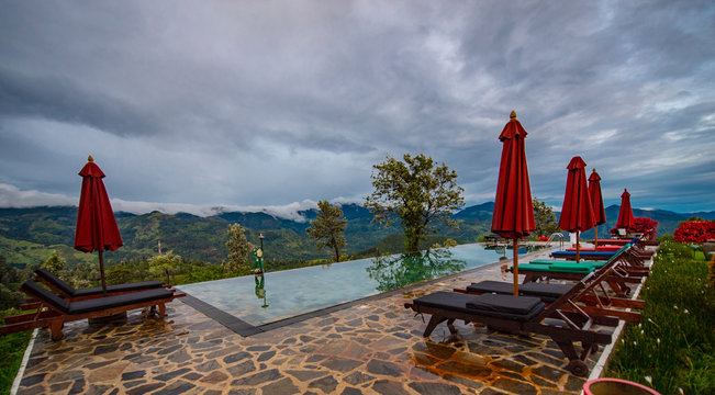 swimming pool on overcast day in the highlands of Sri Lanka
