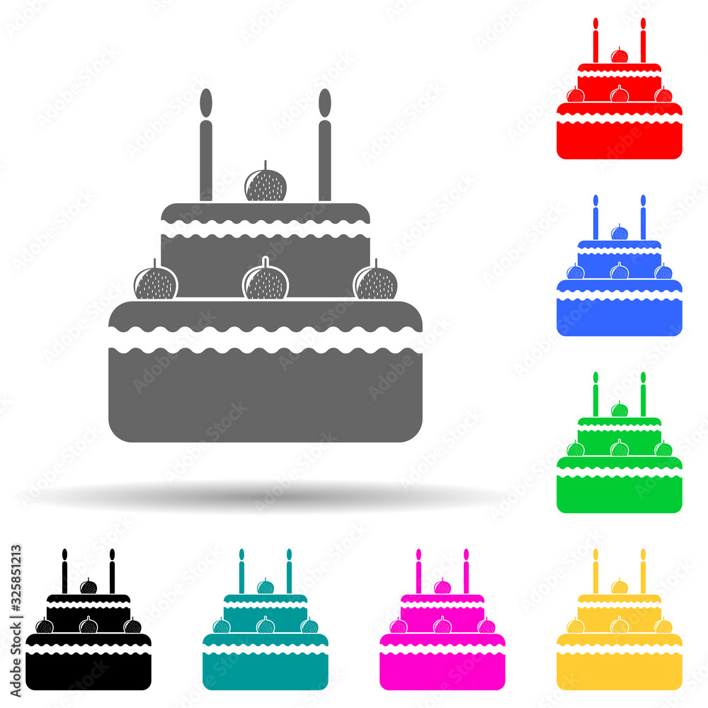Poster strawberry cake multi color style icon. simple glyph, flat vector of party icons for ui and ux, webs