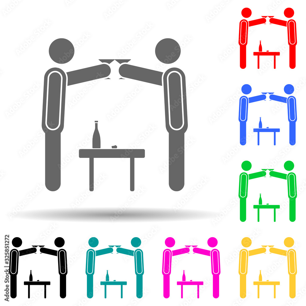 Aufkleber drinking friends multi color style icon. simple glyph, flat vector of party icons for ui and ux, web