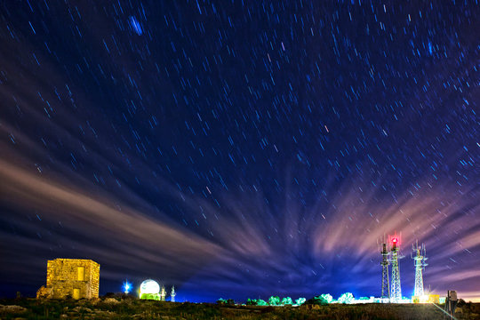Dingli Radar Station in Malta at night