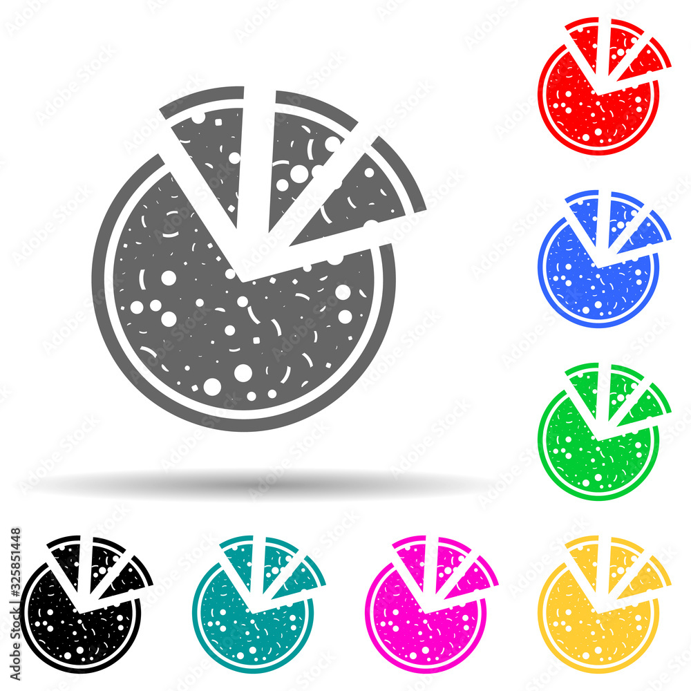 Poster chopped pizza multi color style icon. simple glyph, flat vector of party icons for ui and ux, websit