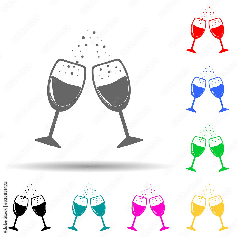Poster glasses clink glasses multi color style icon. simple glyph, flat vector of party icons for ui and ux
