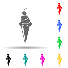 ice-cream with cherry multi color style icon. Simple glyph, flat vector of party icons for ui and ux, website or mobile application