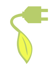 concept_eco-friendly_plug with a leaf_light green_white background_by jziprian