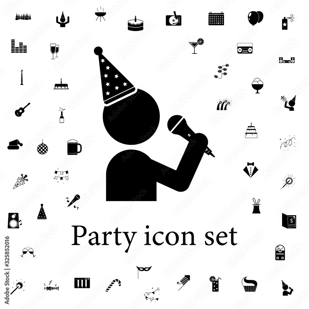 Poster man with a party hat icon. party icons universal set for web and mobile