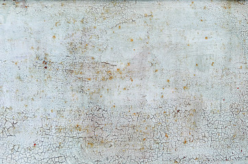 Old cracked white coat of paint background with leaky rust