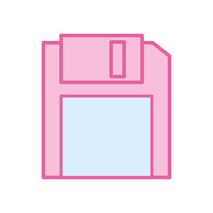 Isolated diskette neon line and fill style icon vector design