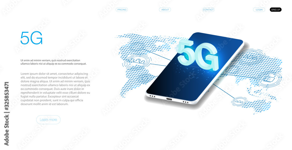 Poster global network high speed innovation connection data rate technology vector illustration 5g new wire