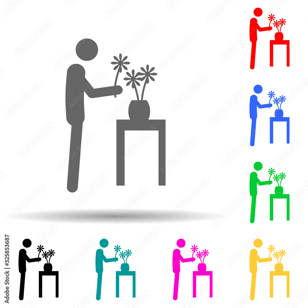 Poster florist multi color style icon. simple glyph, flat vector of people in work icons for ui and ux, web