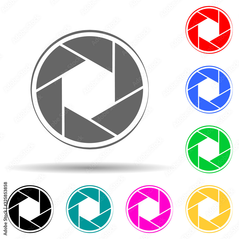 Poster camera focus multi color style icon. simple glyph, flat vector of photo icons for ui and ux, website