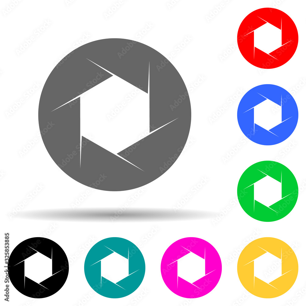 Poster camera focus multi color style icon. simple glyph, flat vector of photo icons for ui and ux, website