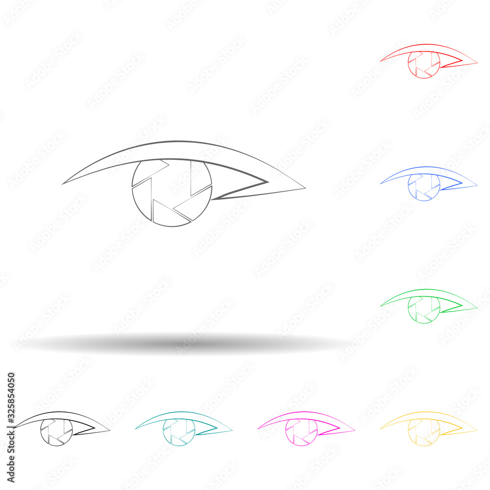 Aufkleber eye lens multi color style icon. simple glyph, flat vector of photo icons for ui and ux, website or 
