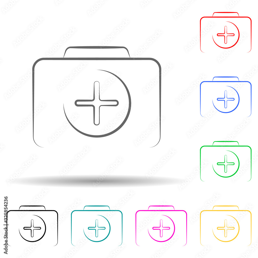 Poster logo camera plus multi color style icon. simple glyph, flat vector of photo icons for ui and ux, web