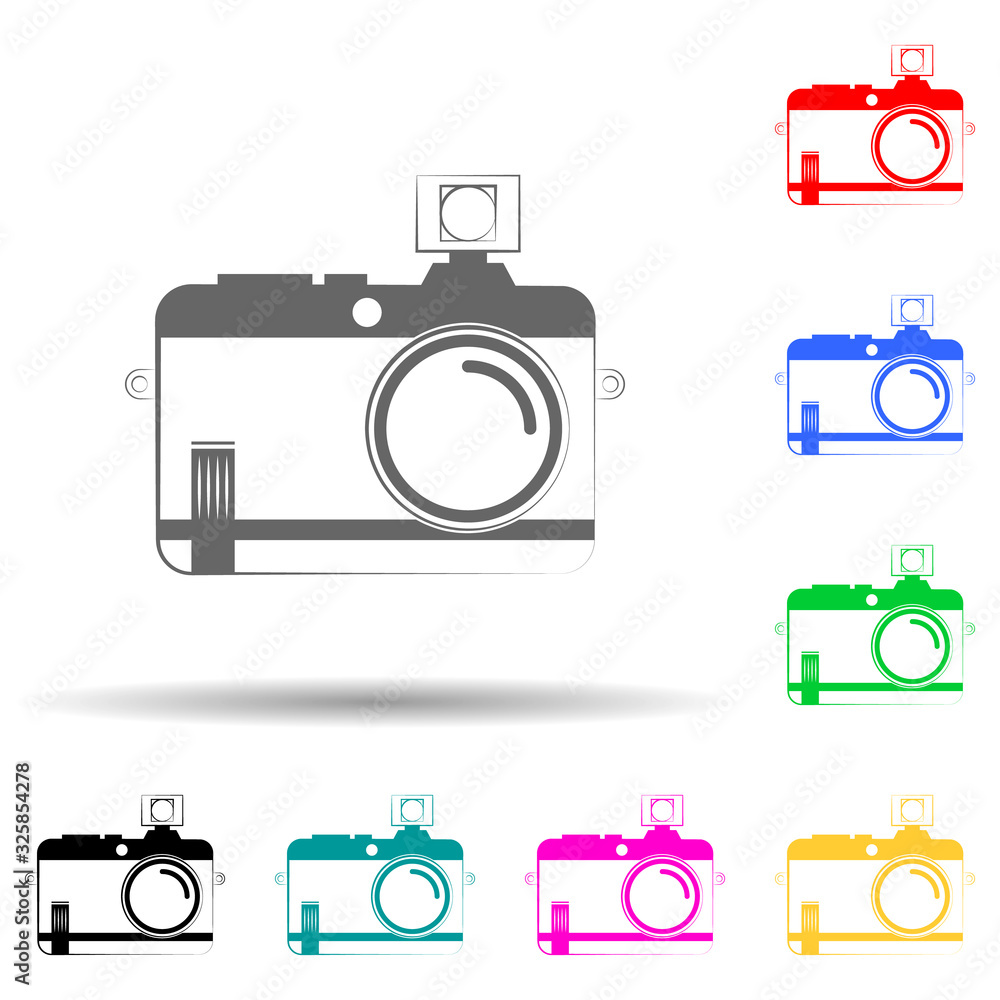 Poster logo camera multi color style icon. simple glyph, flat vector of photo icons for ui and ux, website 