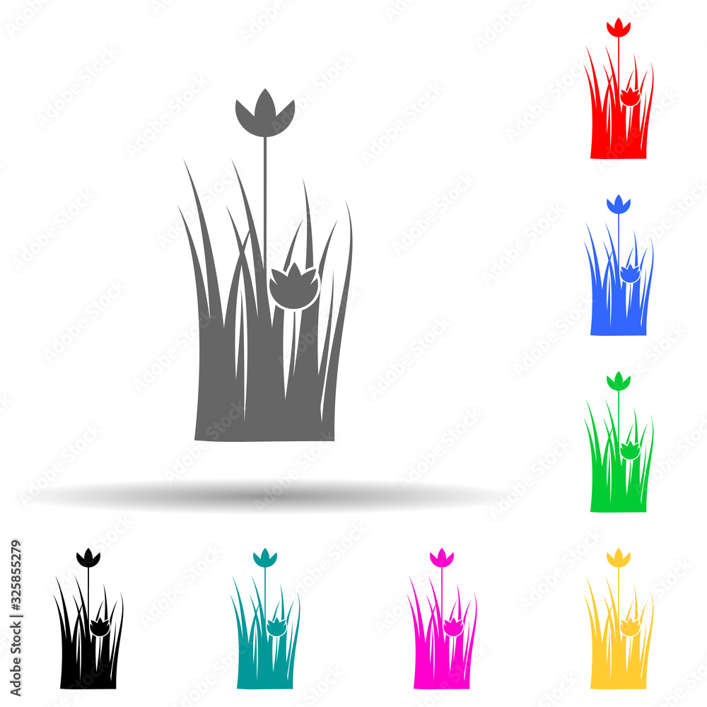 Poster poppy multi color style icon. simple glyph, flat vector of plants icons for ui and ux, website or mo