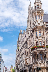 Obraz premium View to Tops of Majestic Historical buildings in the center of Munich, Germany.