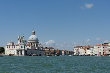 Fototapeta na wymiar View on Santa Maria della Salute cathedral from water
