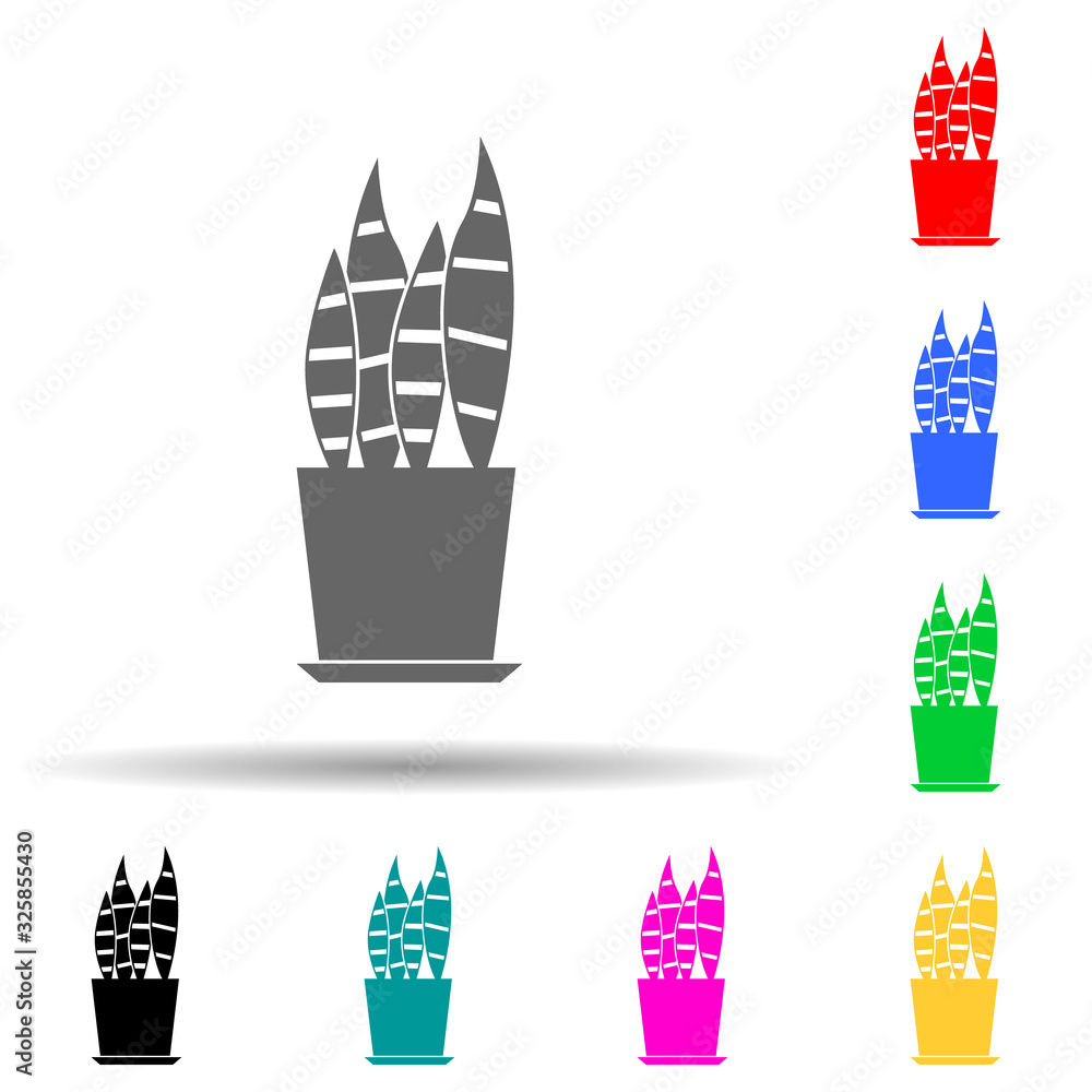 Poster sansevieria multi color style icon. simple glyph, flat vector of plants icons for ui and ux, website