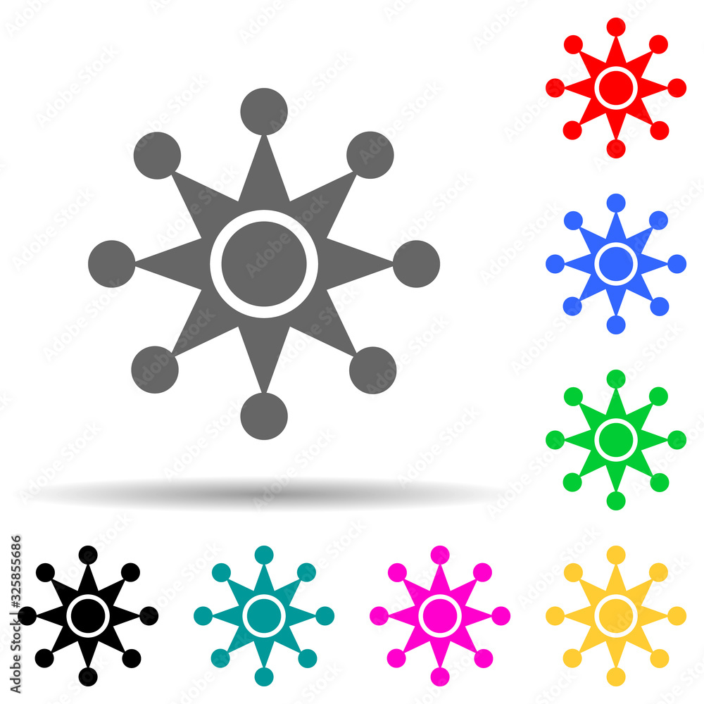 Poster multi-pointed star multi color style icon. simple glyph, flat vector of police icons for ui and ux, 
