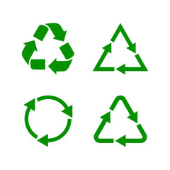 Recycled cycle arrows vector icon set illustration isolated on white background. Recycled eco vector icon.