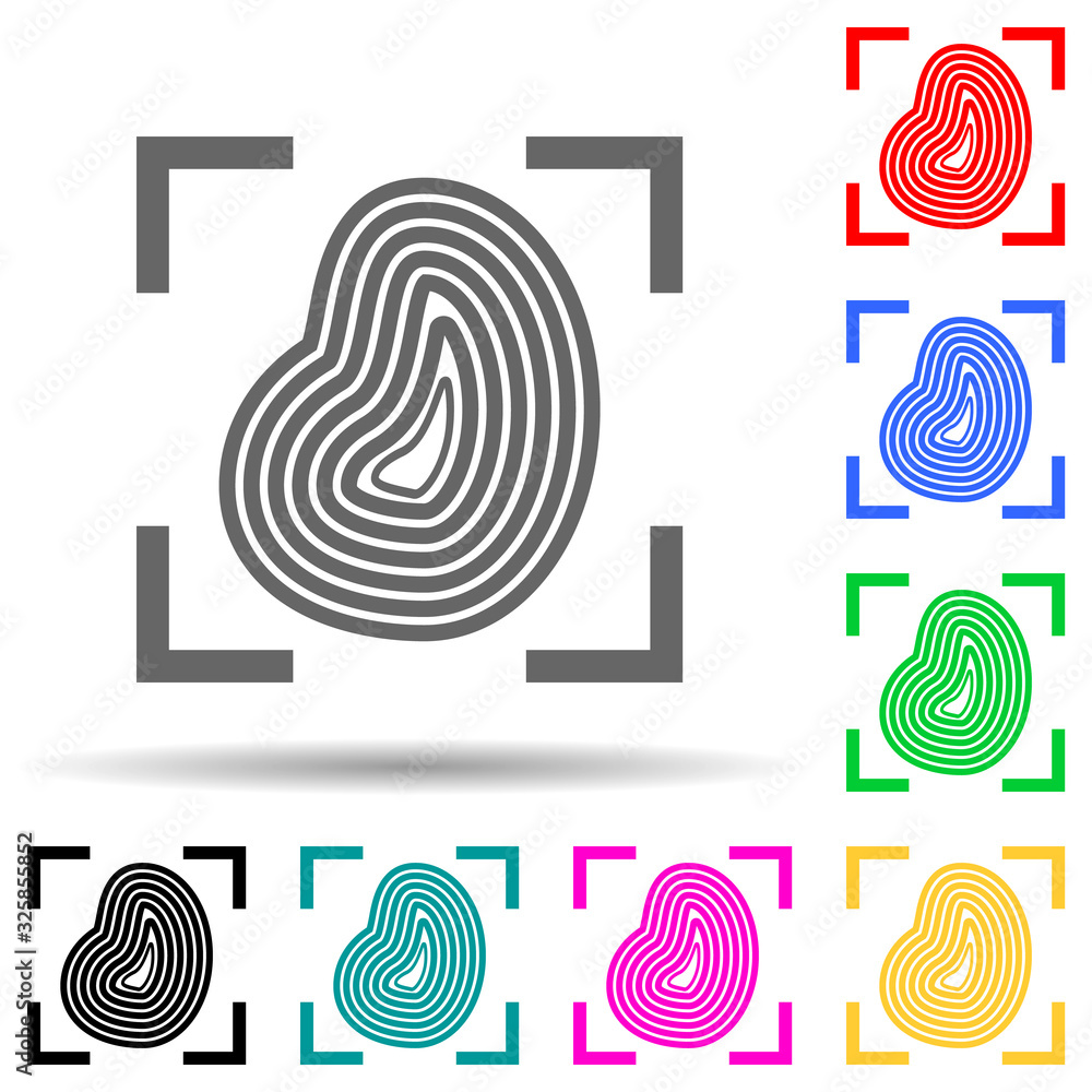 Aufkleber fingerprints multi color style icon. simple glyph, flat vector of police icons for ui and ux, websit
