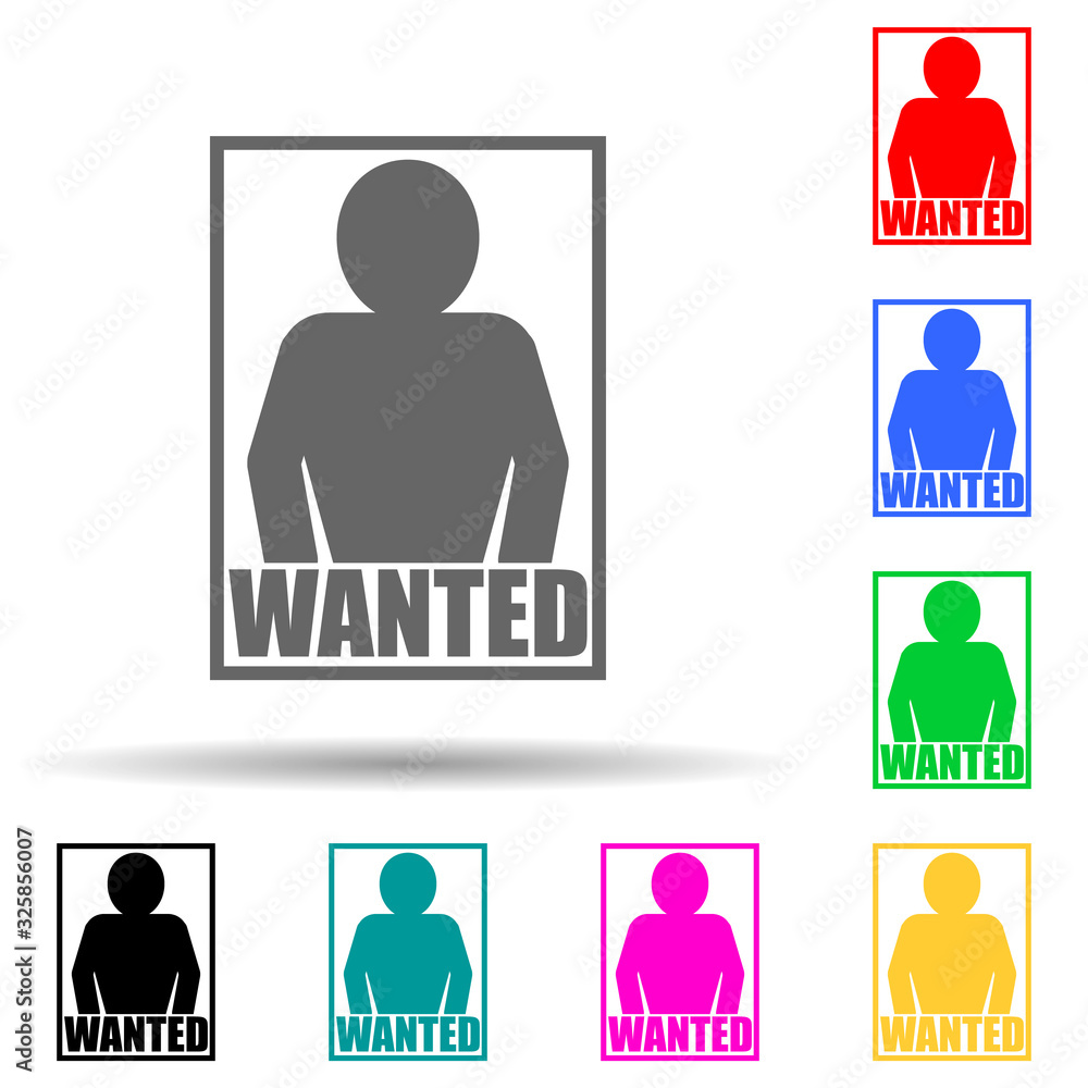 Poster search notice multi color style icon. simple glyph, flat vector of police icons for ui and ux, websi