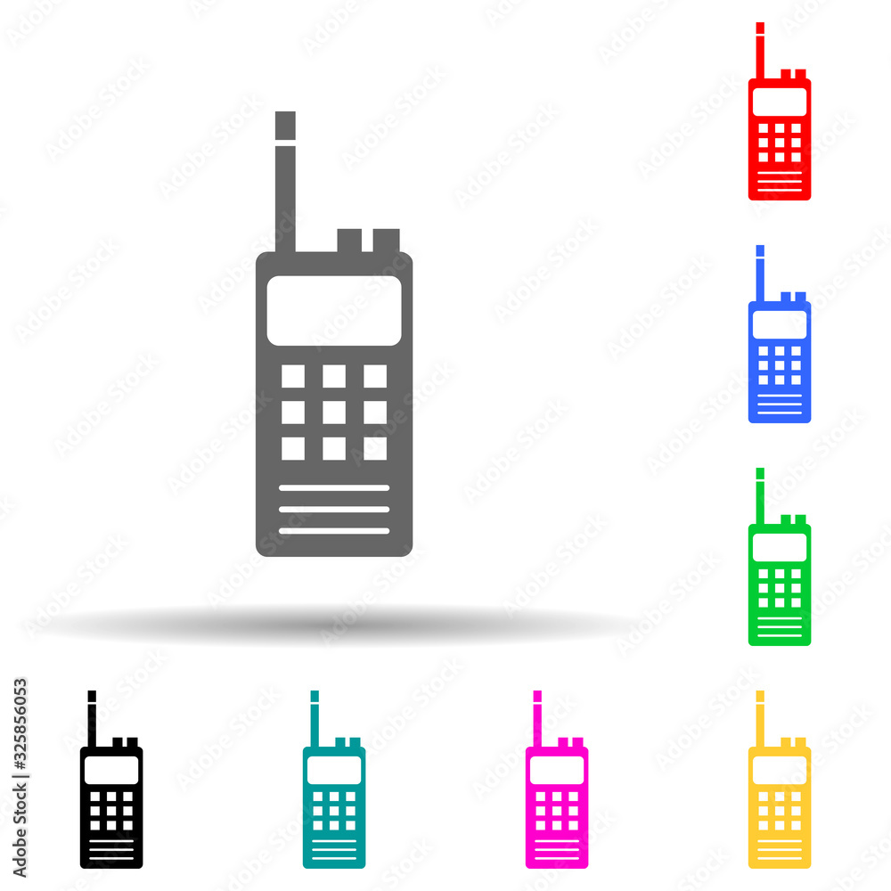 Poster portable radio multi color style icon. simple glyph, flat vector of police icons for ui and ux, webs