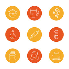 Isolated cook and kitchen block style icon set vector design