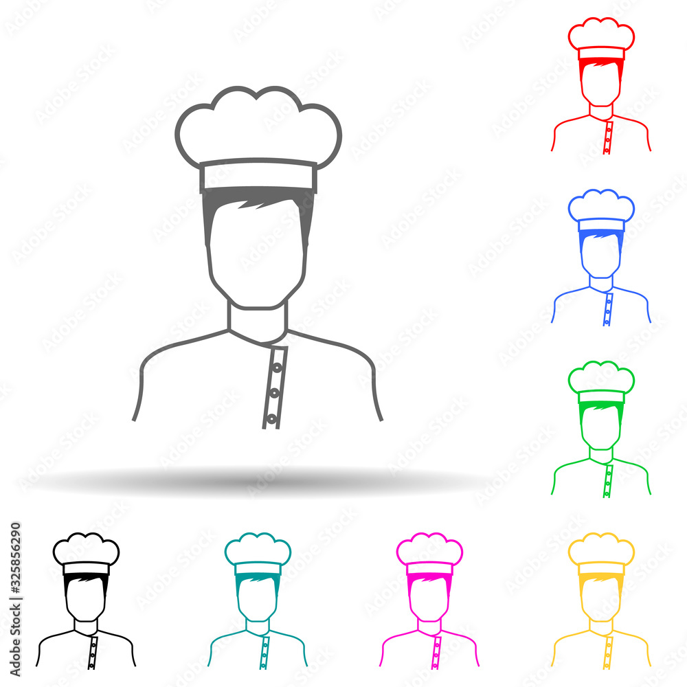 Poster man cook multi color style icon. simple glyph, flat vector of proffecions icons for ui and ux, websi