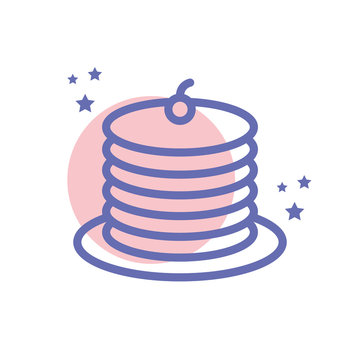 Isolated pancakes food block line style icon vector design