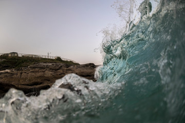 Splashing waves at sunrise, Sydney Australia