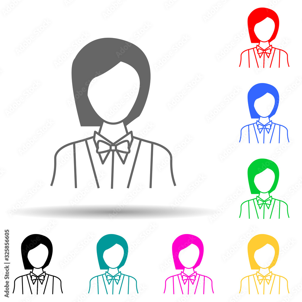 Poster waitress multi color style icon. simple glyph, flat vector of proffecions icons for ui and ux, websi