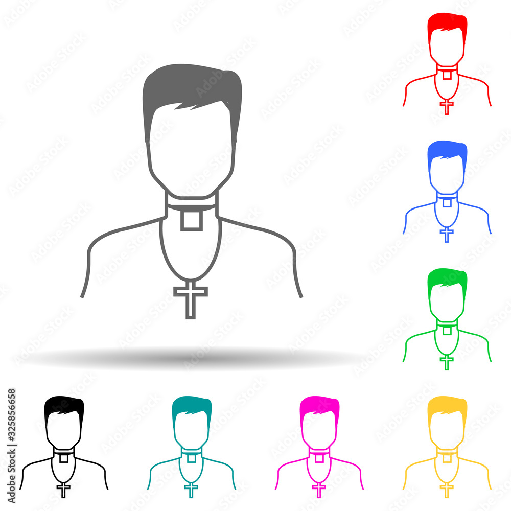 Poster priest multi color style icon. simple glyph, flat vector of proffecions icons for ui and ux, website