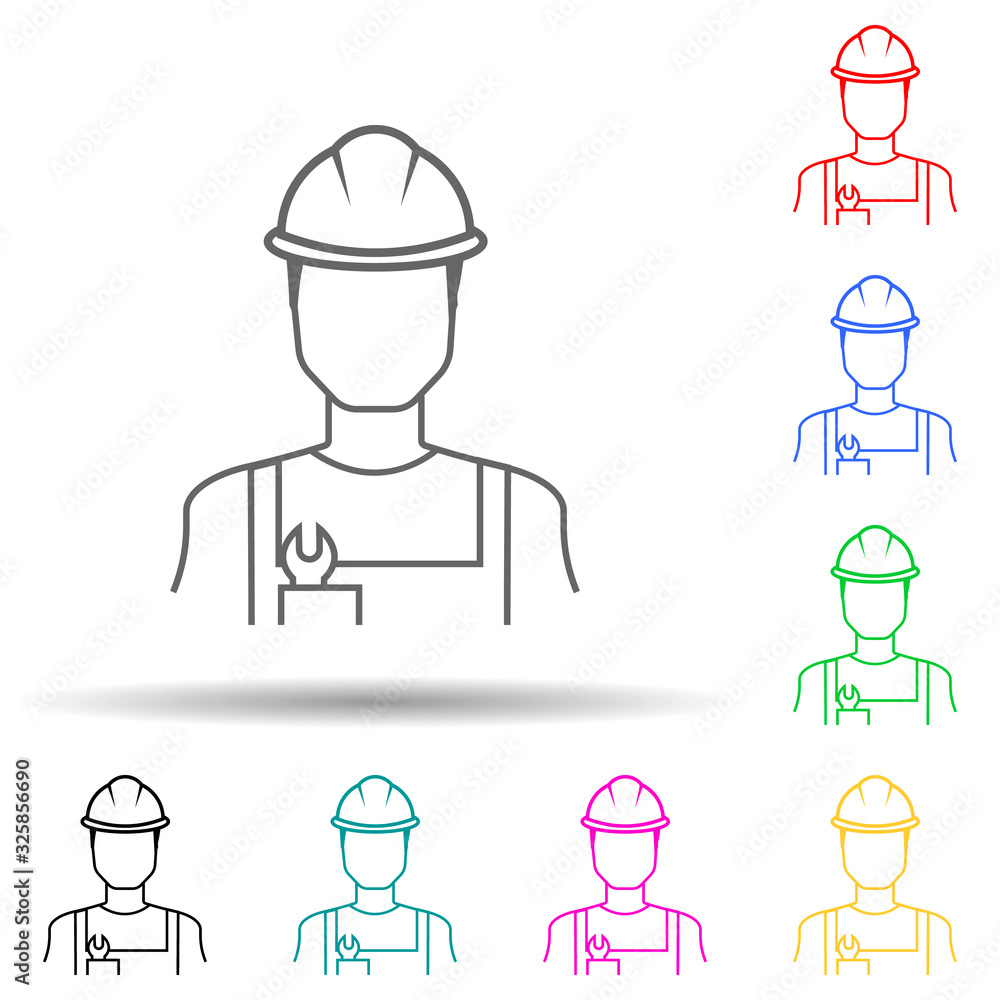 Poster plumber multi color style icon. simple glyph, flat vector of proffecions icons for ui and ux, websit