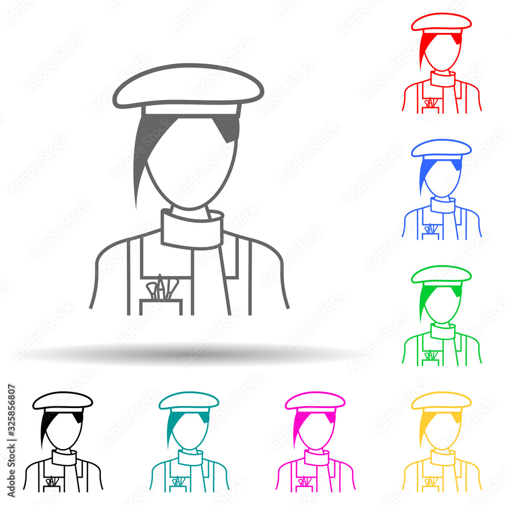 Poster painter multi color style icon. simple glyph, flat vector of proffecions icons for ui and ux, websit