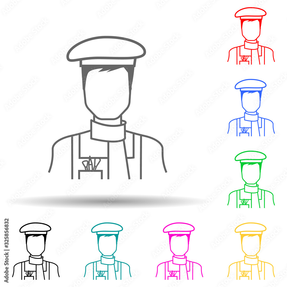 Poster artist multi color style icon. simple glyph, flat vector of proffecions icons for ui and ux, website