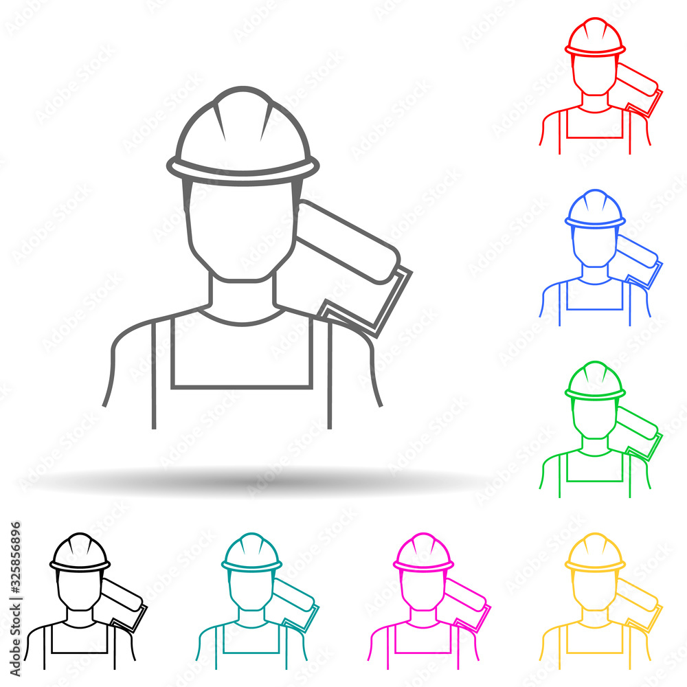 Poster painter multi color style icon. simple glyph, flat vector of proffecions icons for ui and ux, websit