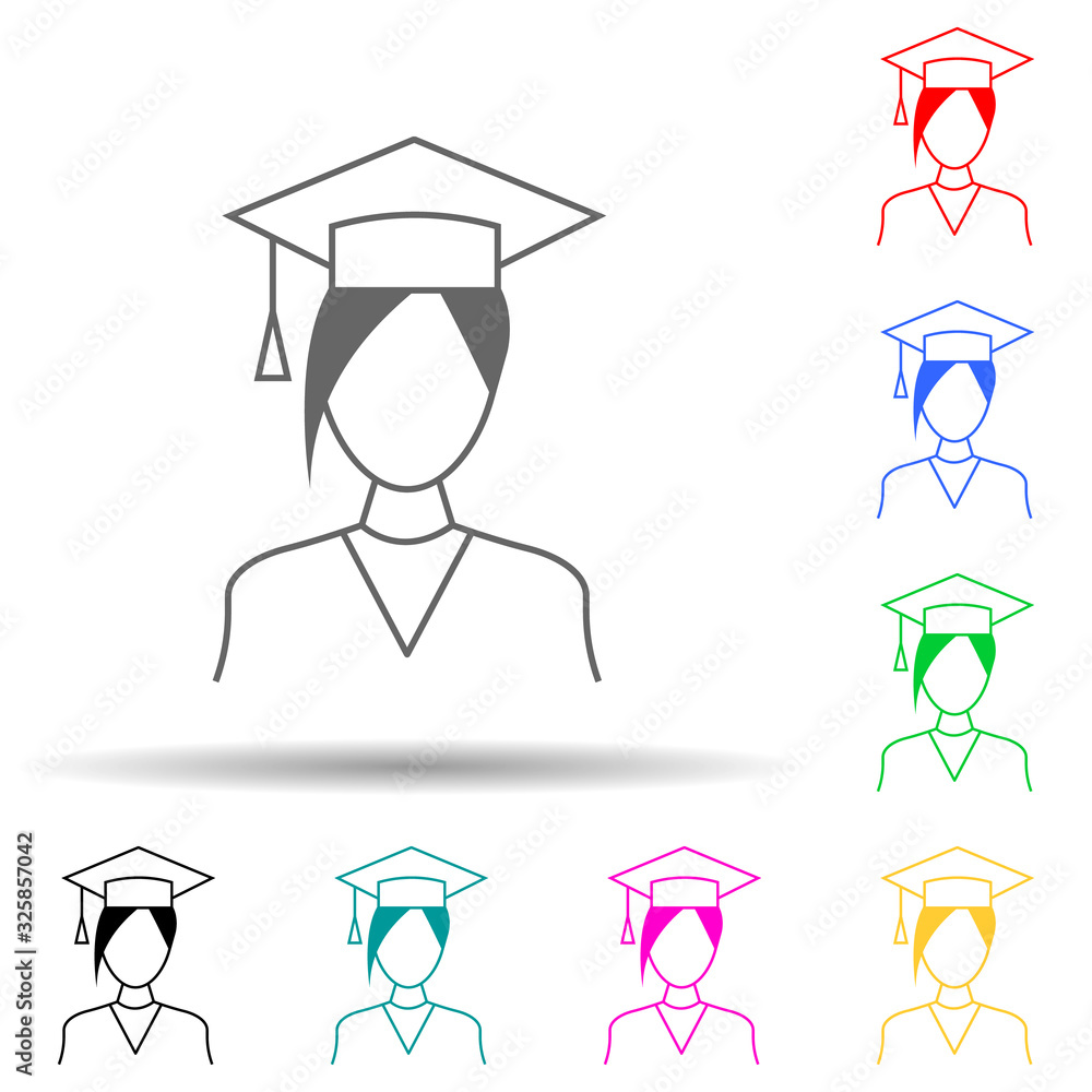 Poster female student multi color style icon. simple glyph, flat vector of proffecions icons for ui and ux,