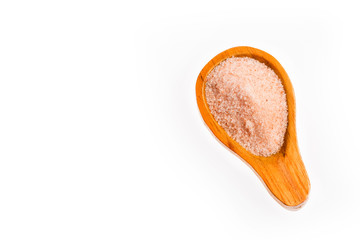 Fine grains of pink Himalayan salt, powder red rock salt from Pakistan