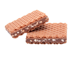 square waffle with chocolate snack isolated on the white