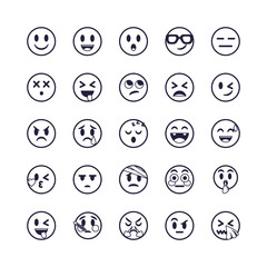 Emojis faces flat style icon set vector design