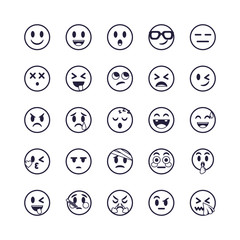 Emojis faces flat style icon set vector design