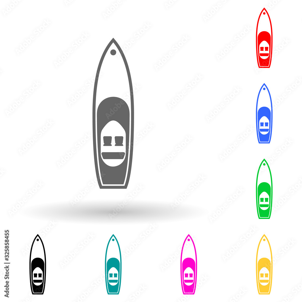 Poster speedboat multi color style icon. simple glyph, flat vector of ships icons for ui and ux, website or
